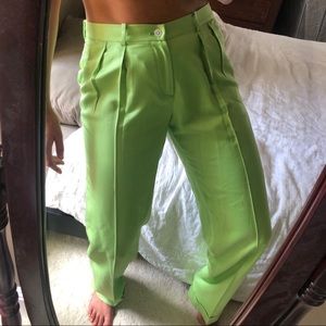 Vintage Ralph Lauren Bright Green Pants 100% Silk
